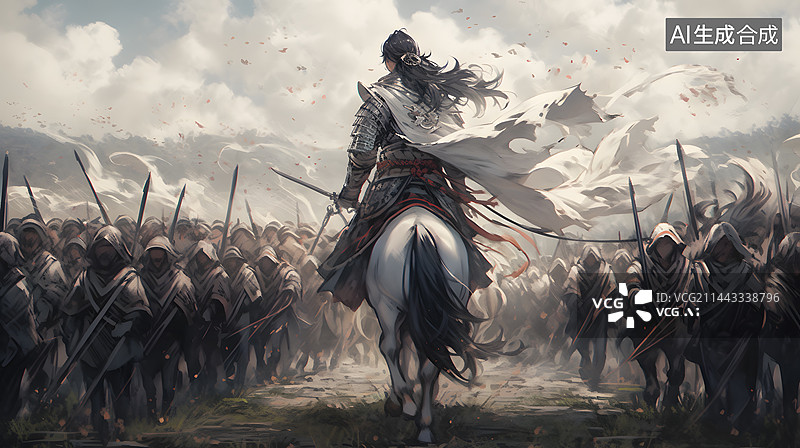 【AI数字艺术】水墨少年将军图片素材