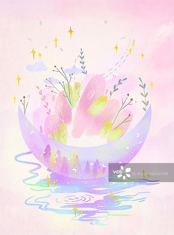 月亮船上图片素材