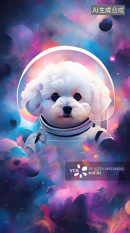 【AI数字艺术】太空小狗图片素材
