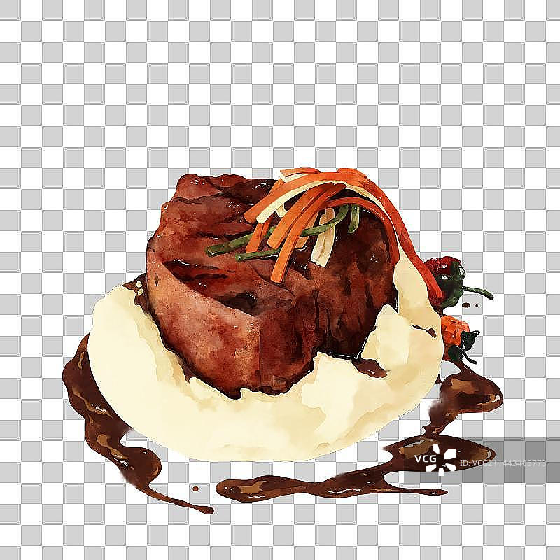 水彩风格美食-西餐图片素材