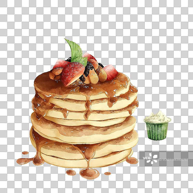 水彩风格美食-松饼图片素材