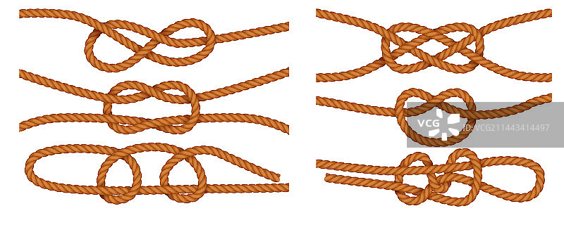 逼真的航海绳结类型合集图片素材