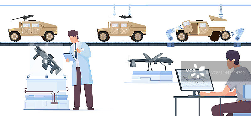 军事生产扁平设计图片素材