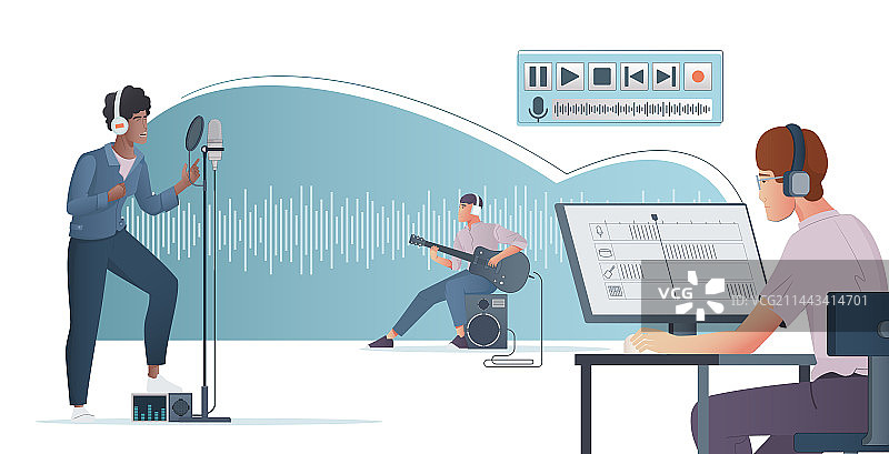 数字音乐扁平图标图片素材