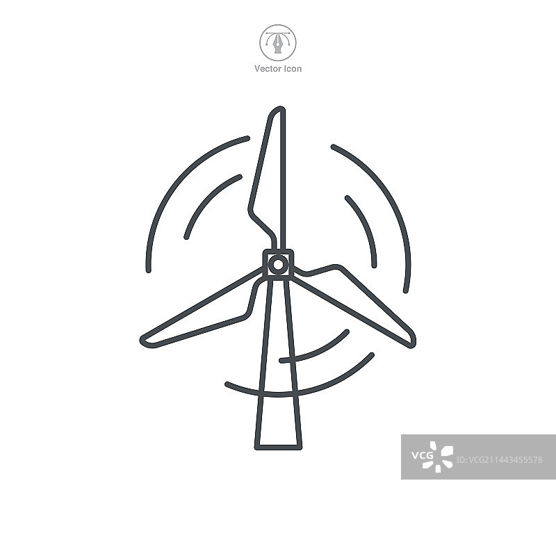 风力发电涡轮机图标符号模板图片素材