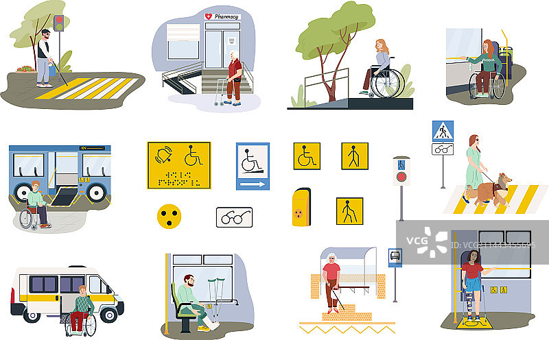 无障碍环境图标集图片素材