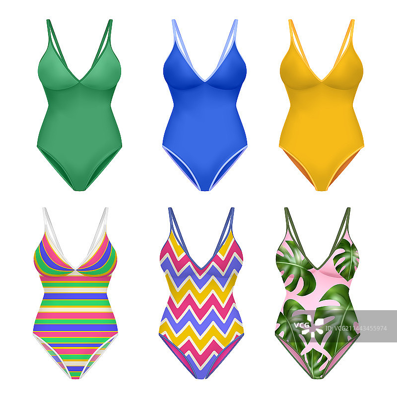 逼真色彩的女性泳装套装图片素材