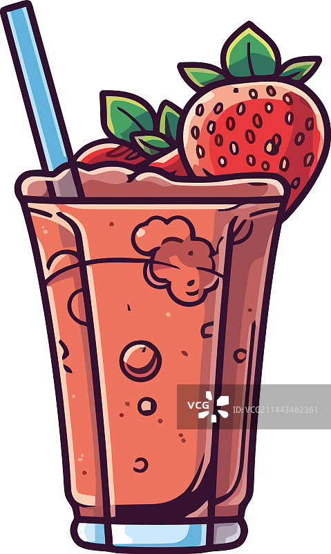 含水果的清爽草莓奶昔图片素材