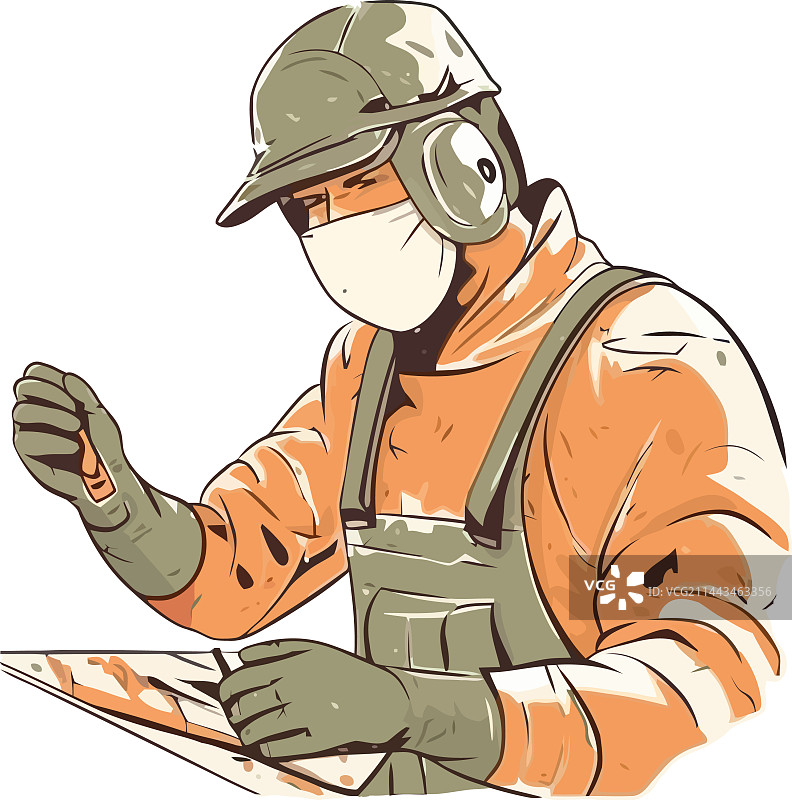 戴着安全帽的建筑工人在修理设备图片素材