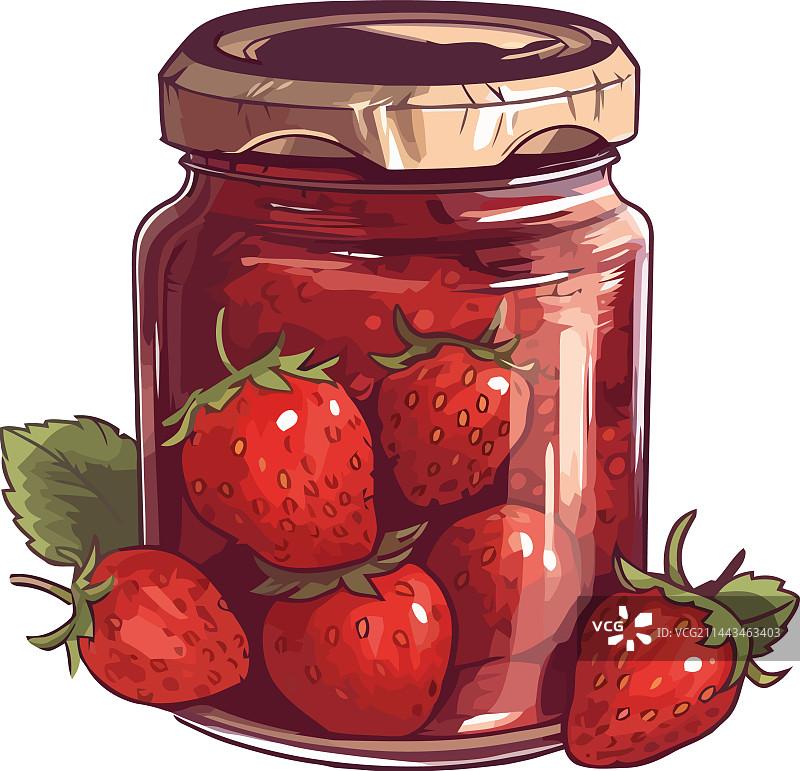 有机玻璃罐中的多汁草莓甜点图片素材