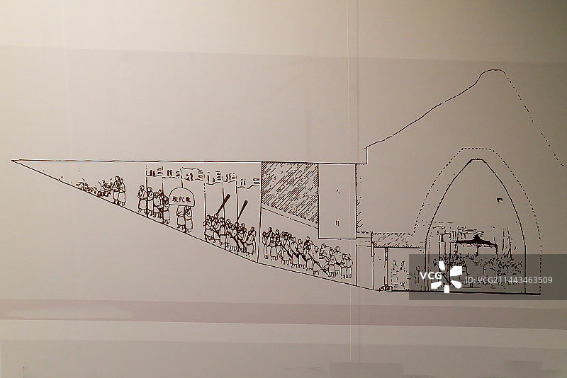 北齐，徐显秀墓墓道及墓道壁画示意图图片素材