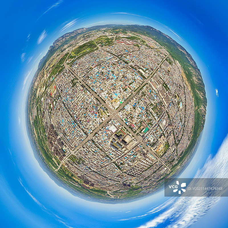 河南省郑州市登封市都市风光与嵩山夏季户外星球小行星360度高空航拍图片素材