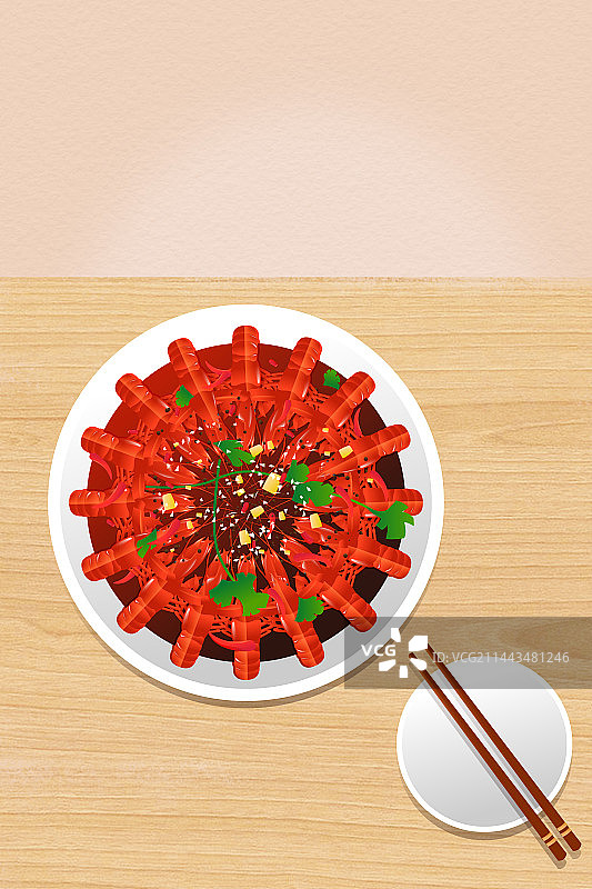 长沙小吃口味虾麻辣小龙虾插画图片素材