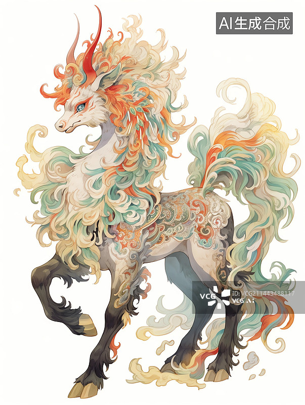 【AI数字艺术】山海经麒麟图片素材