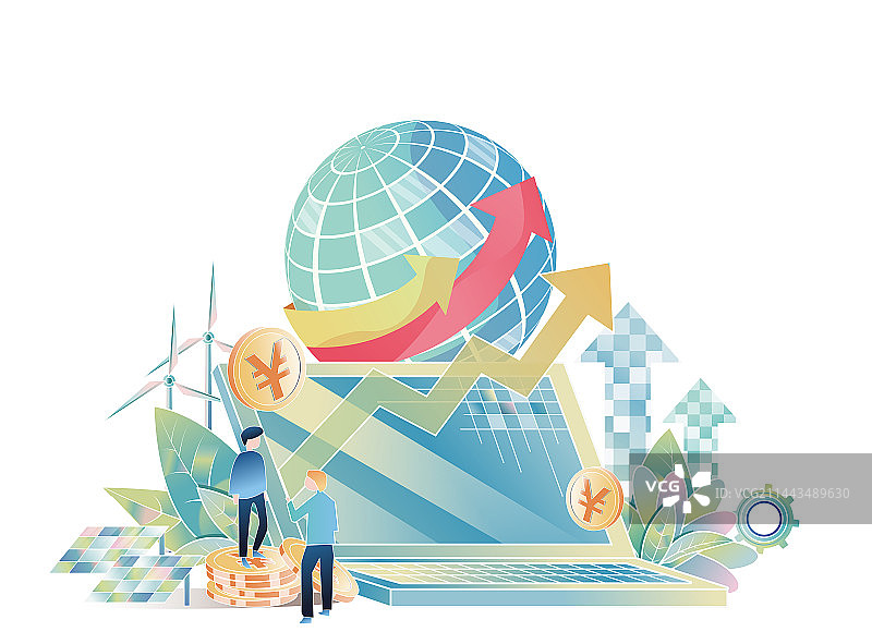 日报风插画-科技与经济发展3图片素材