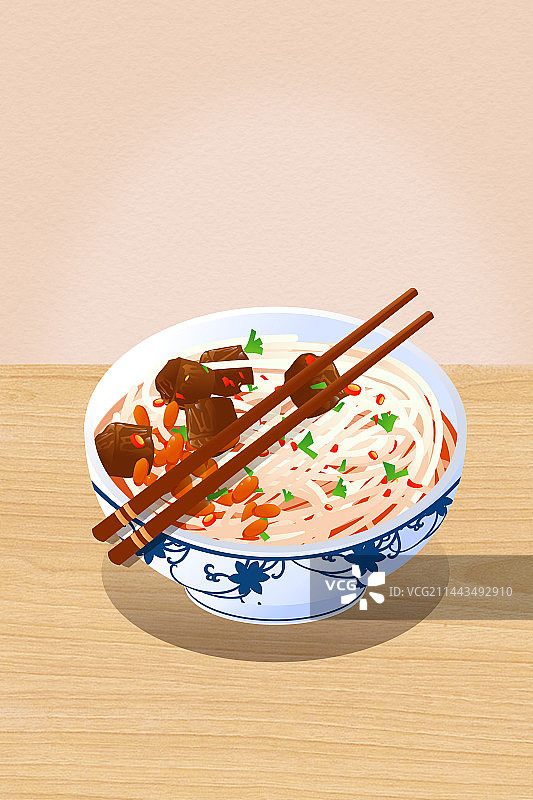长沙美食小吃米粉插画图片素材