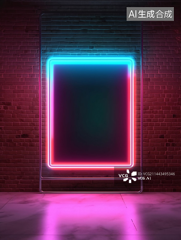 【AI数字艺术】霓虹灯框架背景图片素材