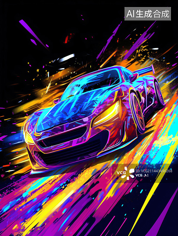 【AI数字艺术】赛车漂移比赛运动的插画图片素材