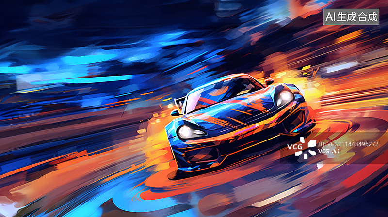 【AI数字艺术】赛车漂移比赛运动的插画图片素材