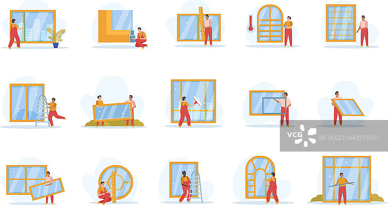 塑料窗户图标集图片素材