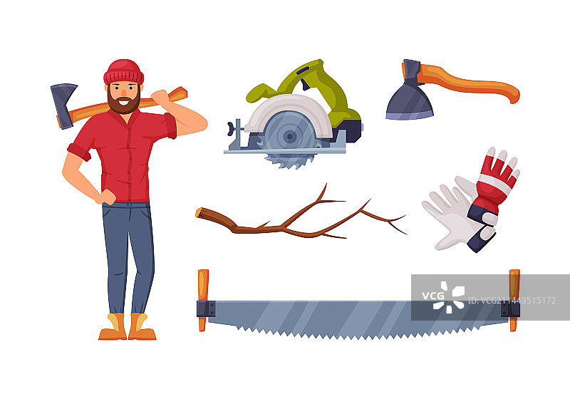 带伐木工人的木材切割设备图片素材