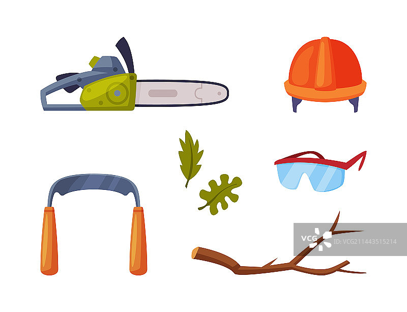 带锯和头盔的木材切割设备图片素材