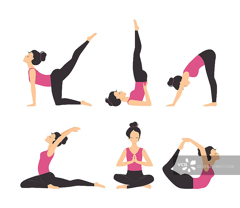 年轻女人练习瑜伽体式舒展身体图片素材