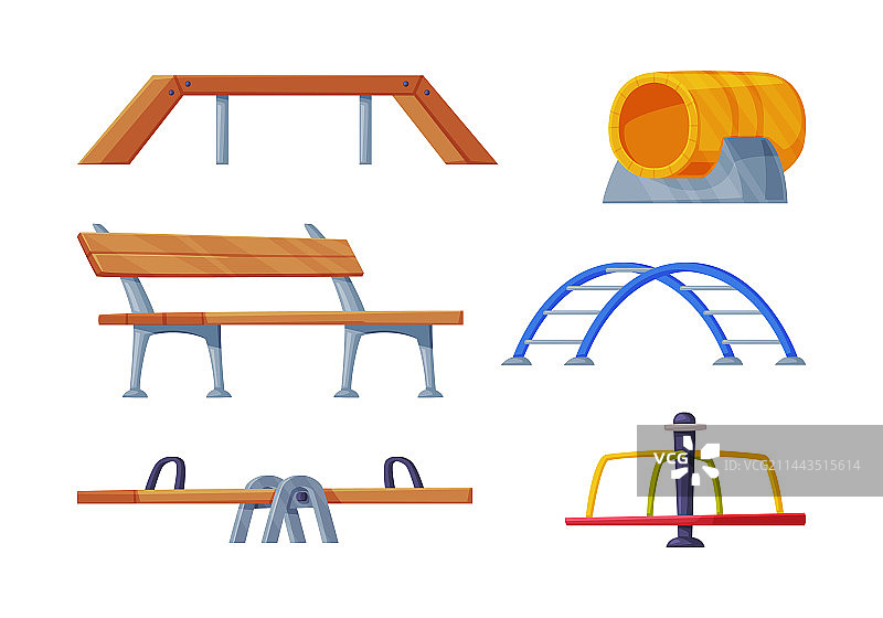 带木制跷跷板凳的游乐设备图片素材