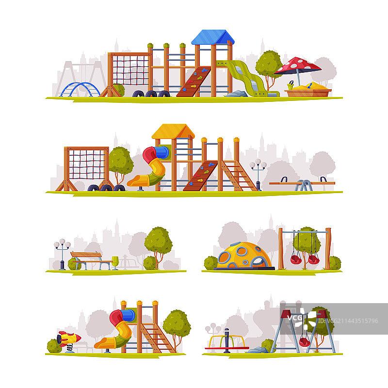 彩色木制滑梯带管道和梯子图片素材