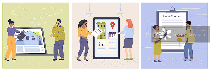 扁平出租公寓套装图片素材