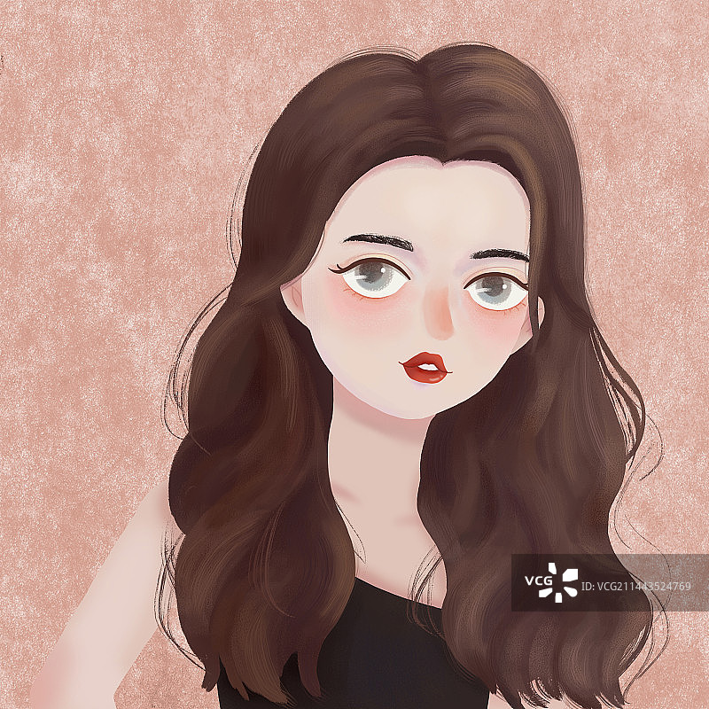 大波浪卷发的高冷女神图片素材