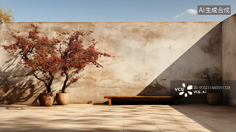 【AI数字艺术】水彩风格斑驳复古墙壁背景插画图图片素材