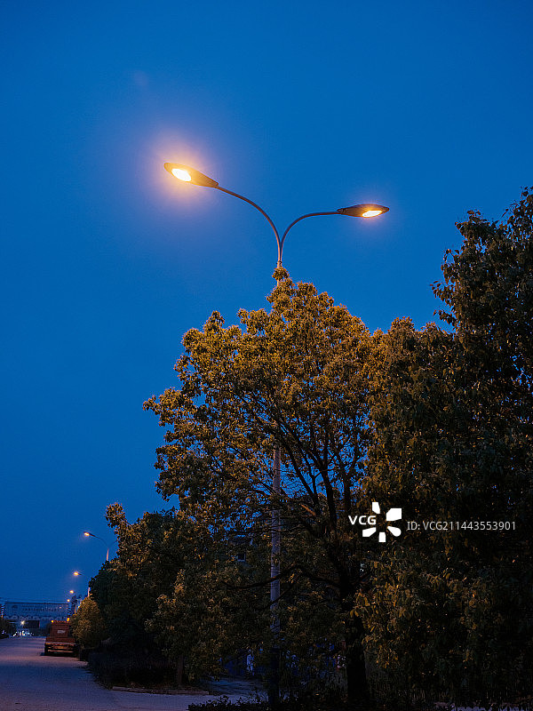 夜空下的路灯图片素材