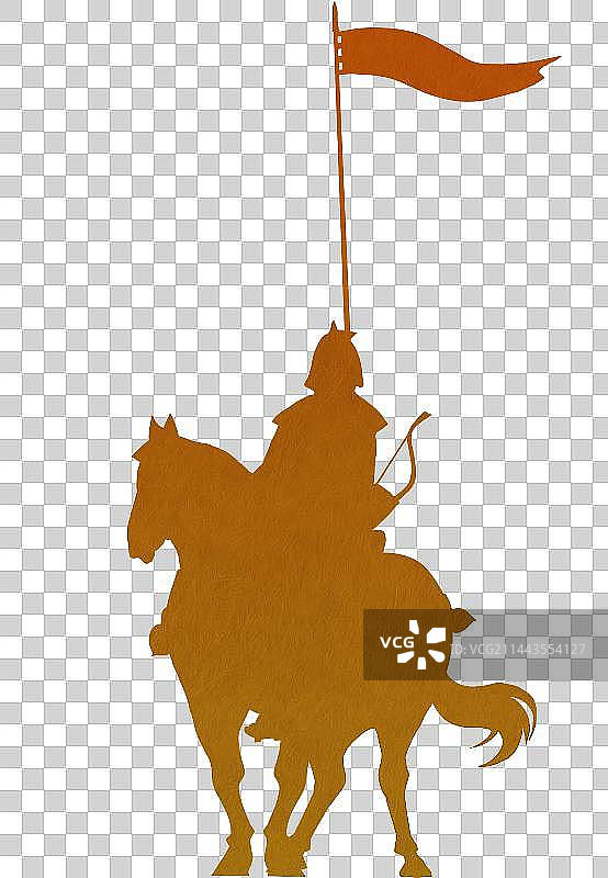 手举旗帜骑着战马在边塞巡逻的古代将军人物元素图片素材