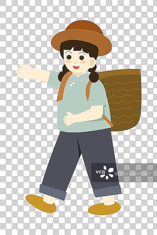 背背篓的女孩图片素材