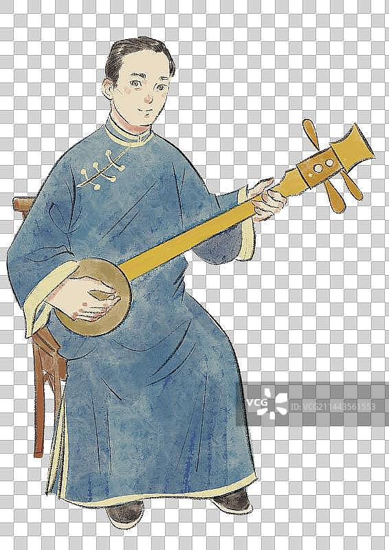 苏州评弹插画元素图片素材