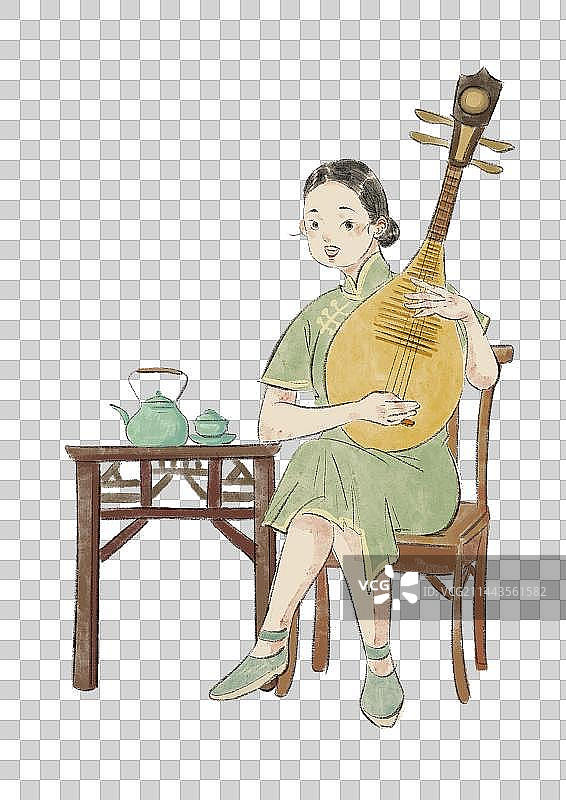 苏州评弹插画元素图片素材