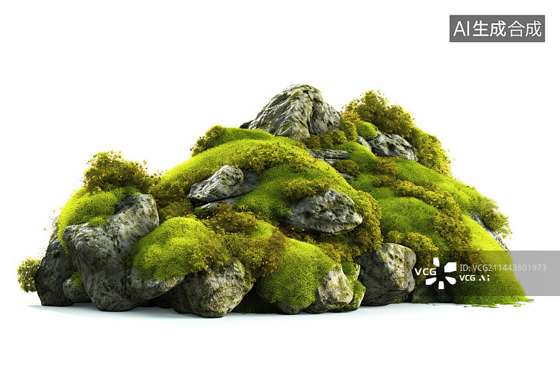 【AI数字艺术】白色背景下的岩石特写镜头图片素材