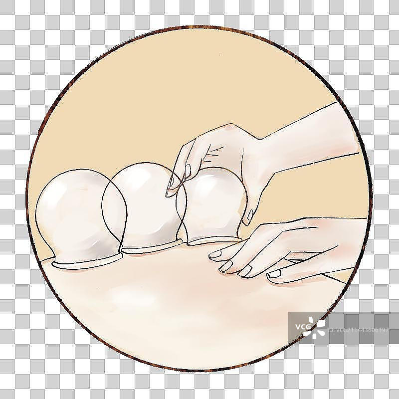 三伏天养生健康保健卡通插图之拔罐图片素材