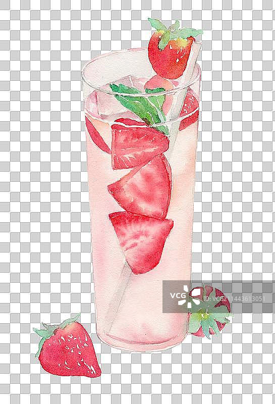 草莓养乐多饮料图片素材