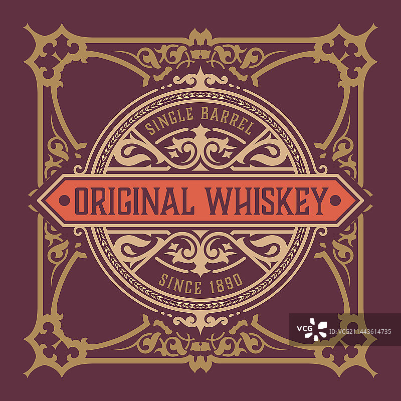 旧框架的威士忌标签图片素材