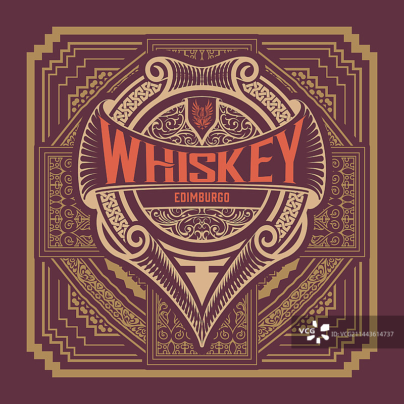 旧框架的威士忌标签图片素材