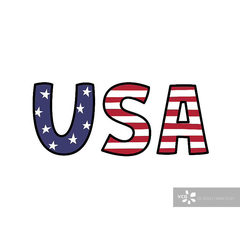 美国国旗风格涂鸦文字USA图片素材