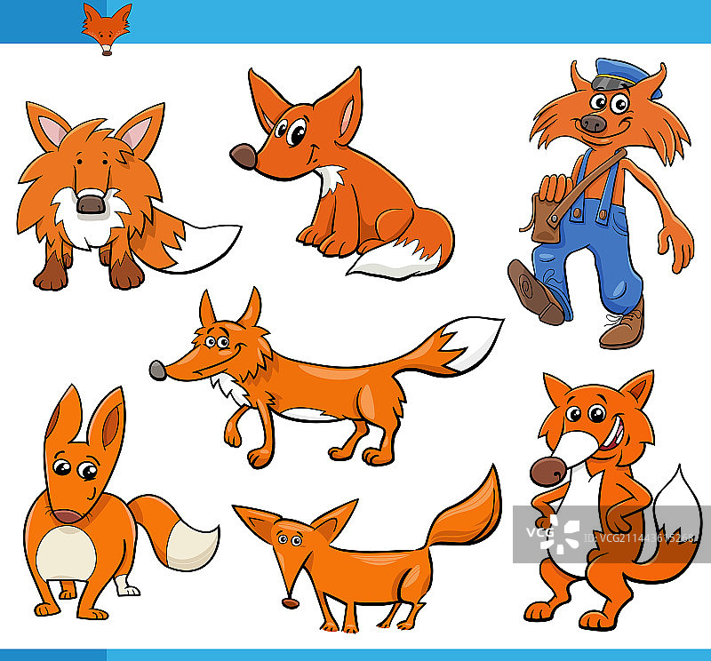 卡通趣味狐狸动物漫画角色合集图片素材