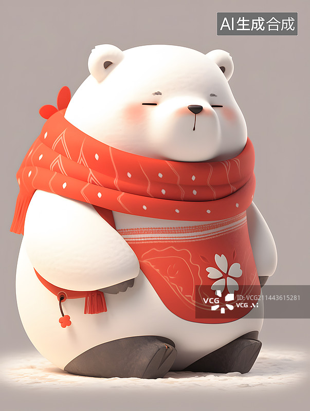 【AI数字艺术】圣诞配色的可爱北极熊图片素材