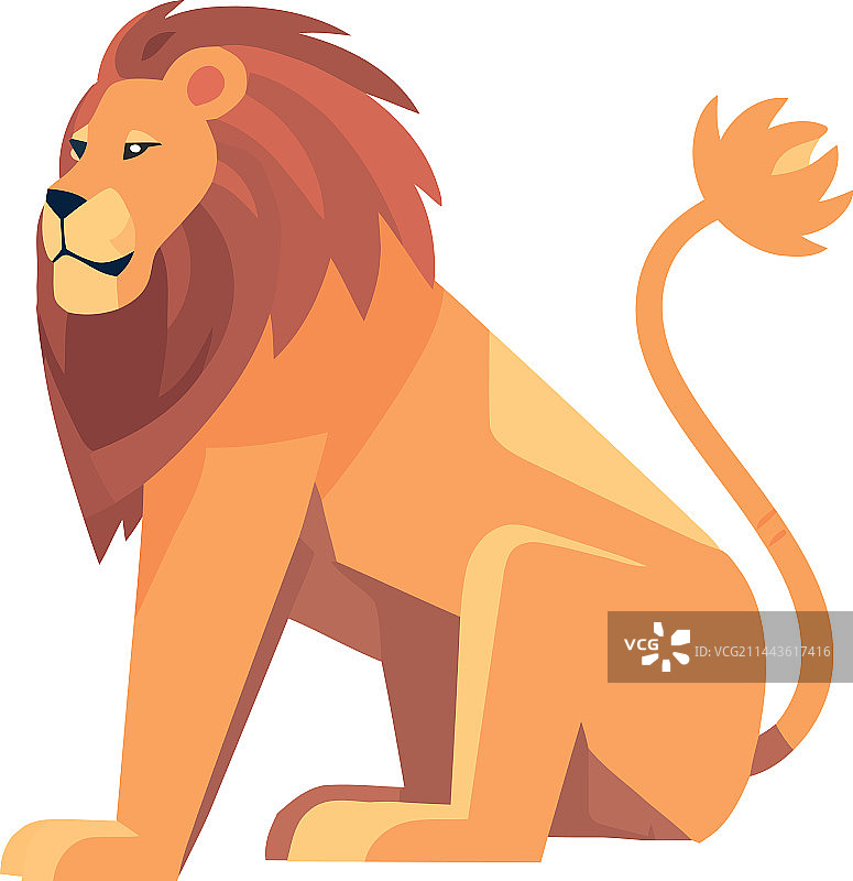 在非洲自然环境中行走的可爱狮子吉祥物图片素材