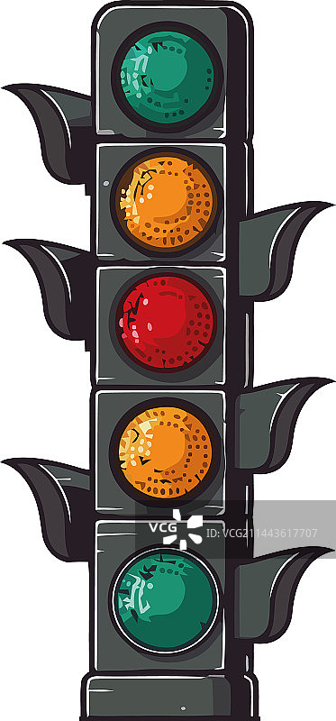 交通管制照亮城市街道交叉口图片素材