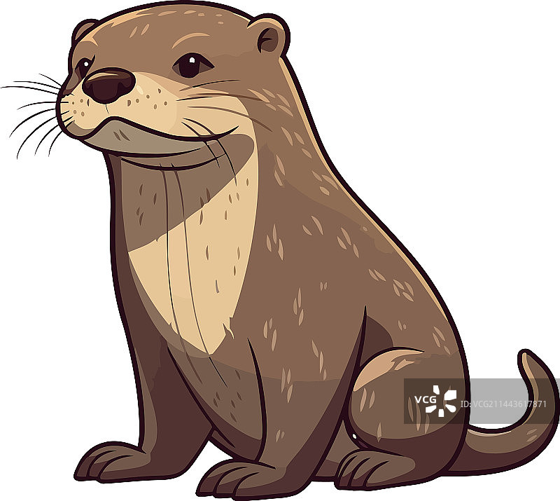 可爱的水獭坐姿设计图片素材