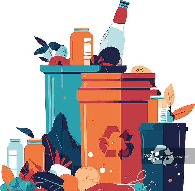 塑料垃圾桶中的有机垃圾图片素材