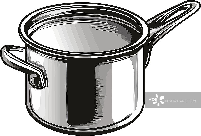 白色背景上的金属平底锅图片素材